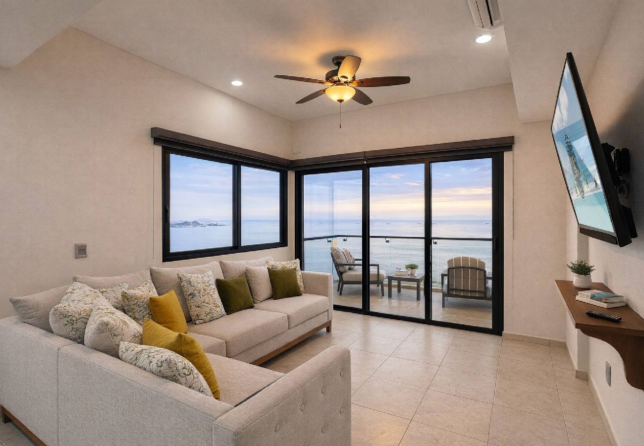 Departamento en Mazatlán - Condo Premium - Malecón | Vista al mar | Grupos 6+