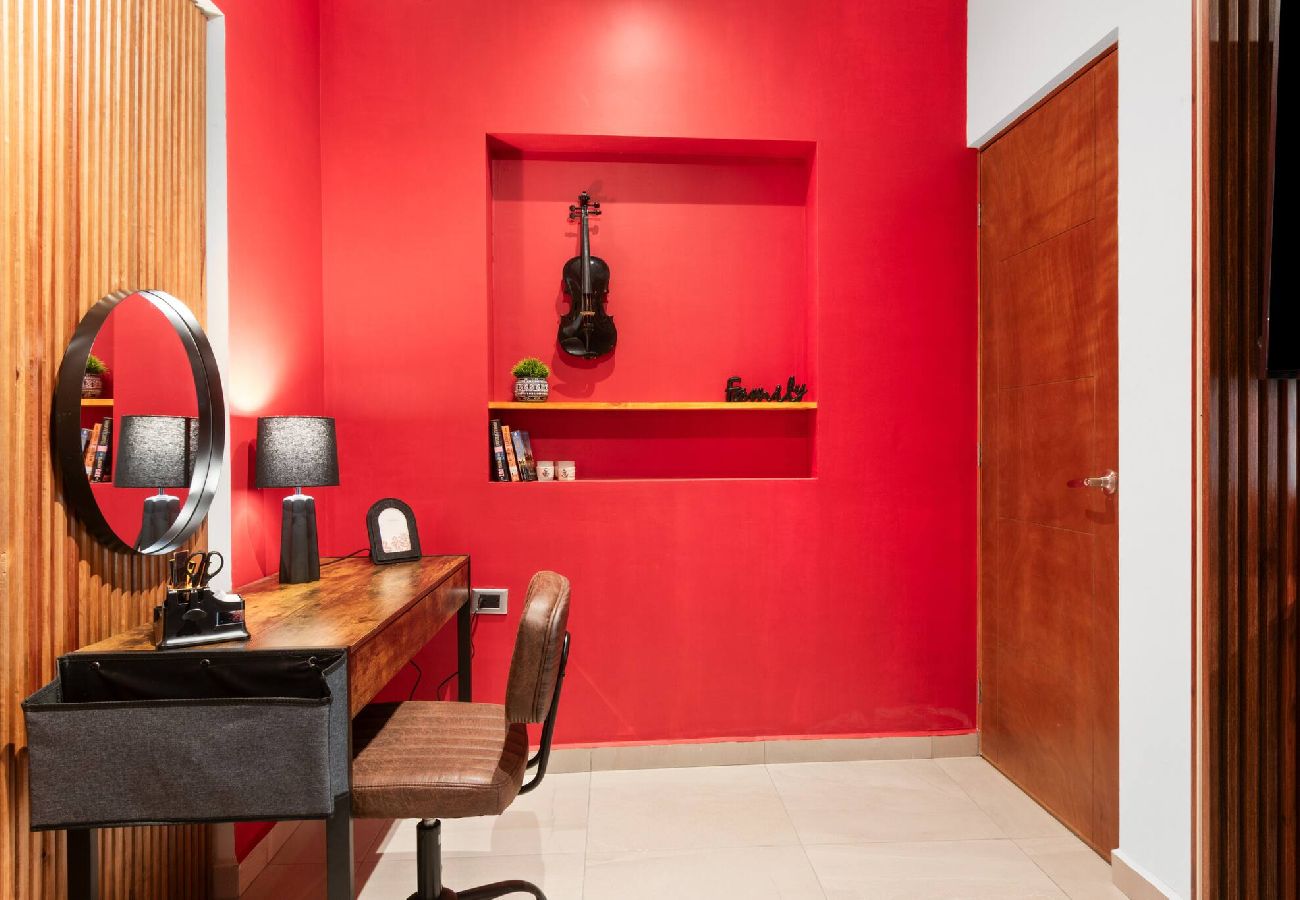 Departamento en Durango - Red Vibe Music Decor | King Bed + Parking + Office 
