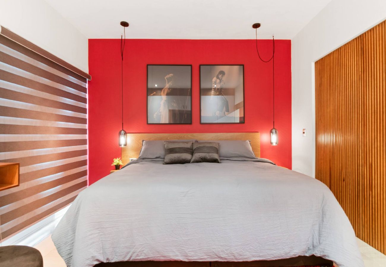 Departamento en Durango - Red Vibe Music Decor | King Bed + Parking + Office 