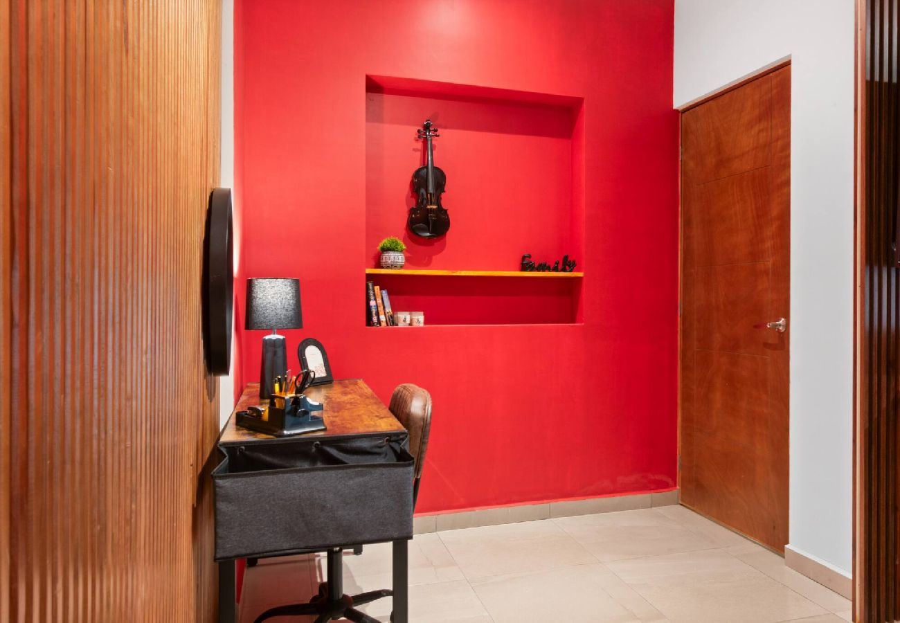 Departamento en Durango - Red Vibe Music Decor | King Bed + Parking + Office 